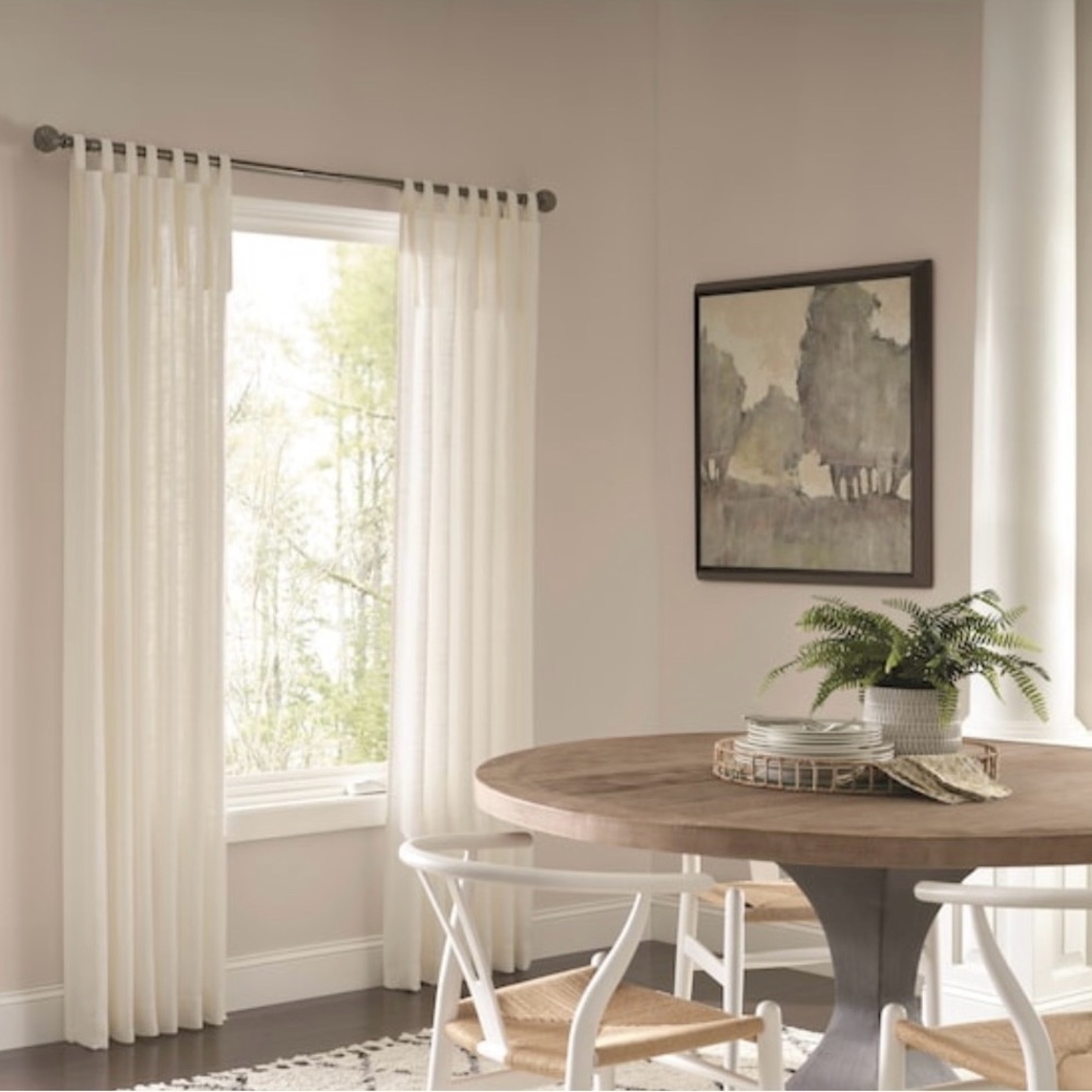 2PK Allen + Roth Harlow Light Filtering 84in Tie Top Panel in Ivory NEW